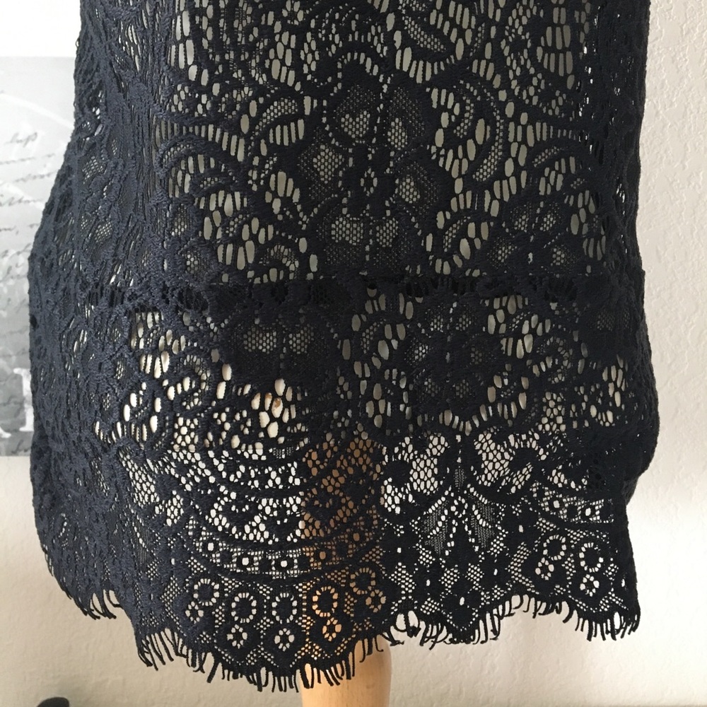 NY & Co Black Lace, Fringe Blouse Sz Small/Black - Picture 6 of 13